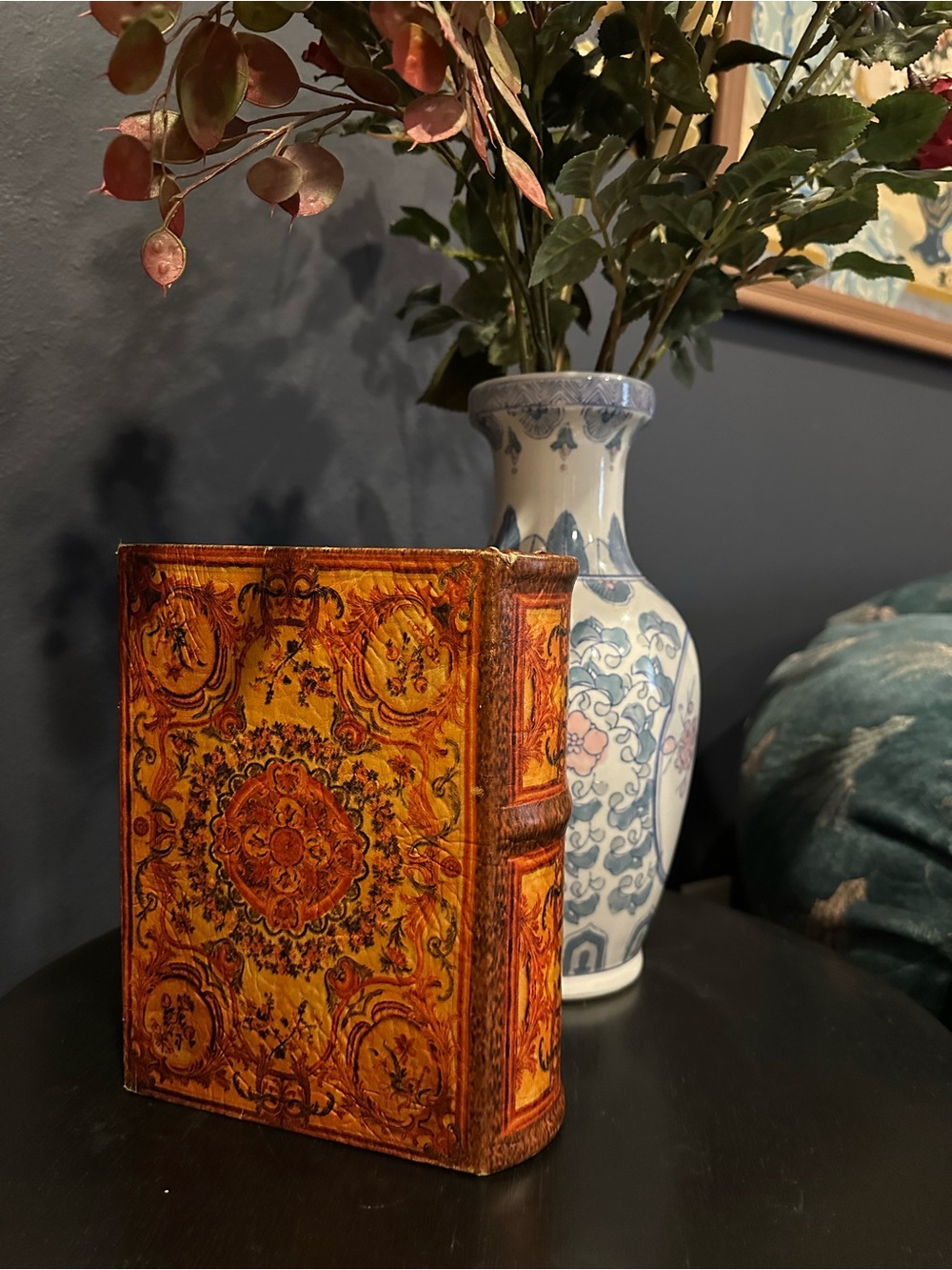 Vintage Florentine Style Faux Leather Book Box Secret Safe
